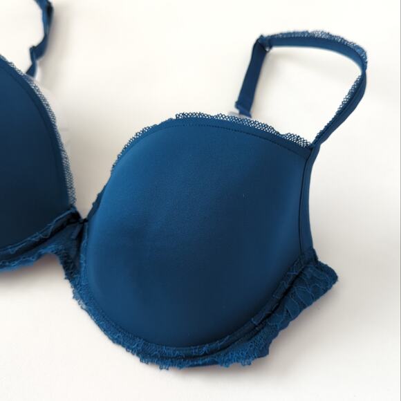 Marie Jo Women's Bra 38C Underwire Blue Lace Adjustable Straps Push Up Lingerie - Picture 3 of 6